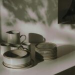 ceramic dinnerware on white table