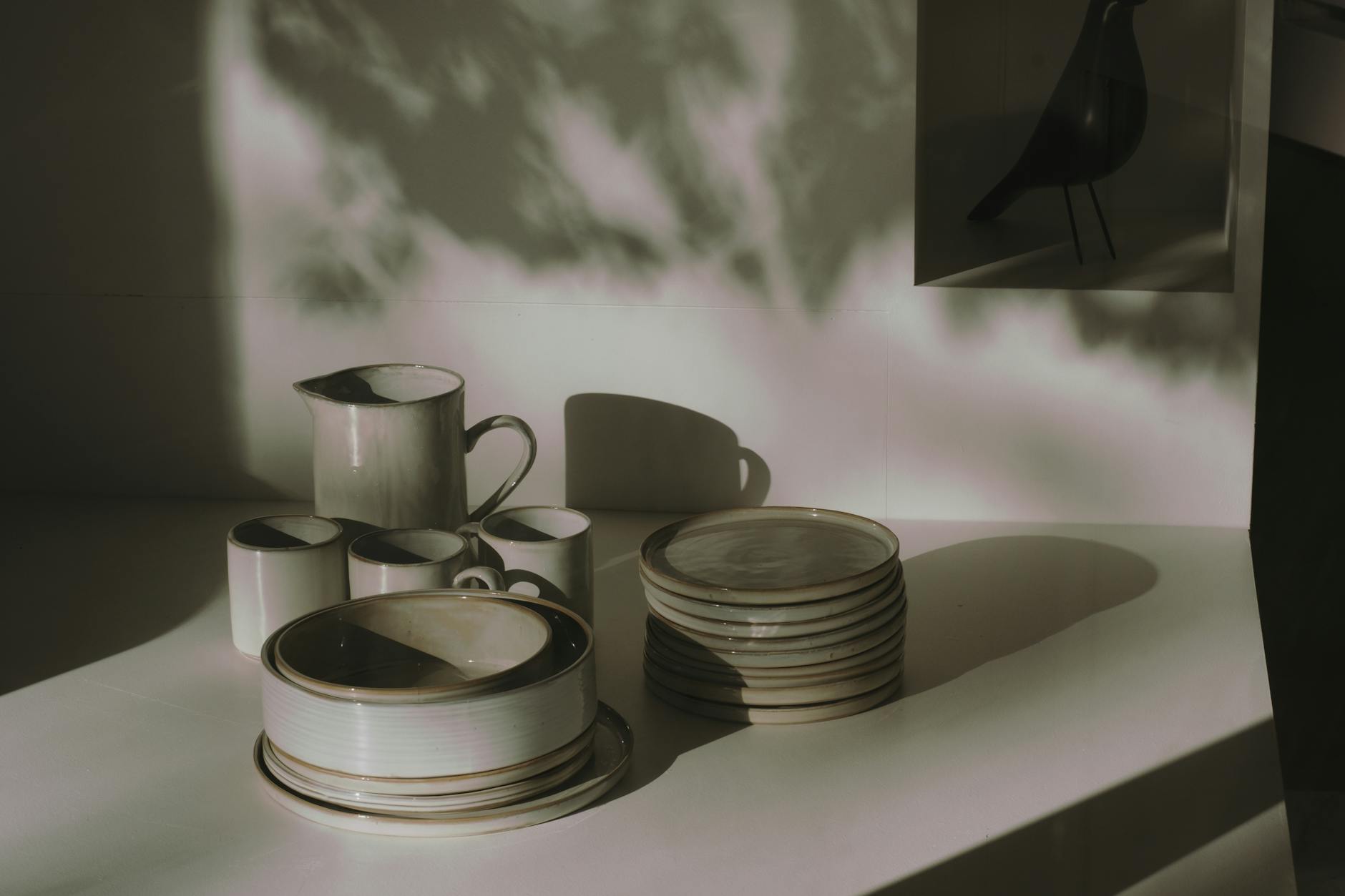 ceramic dinnerware on white table